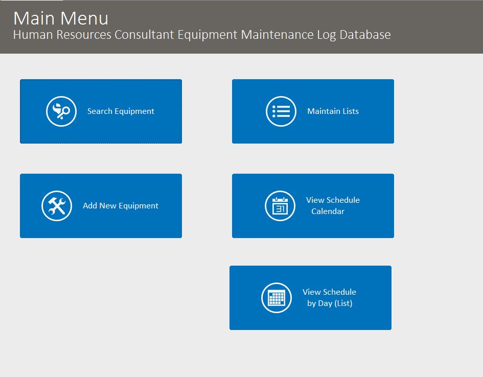 HR Consultant Equipment Maintenance Log Tracking Template | Equipment Database